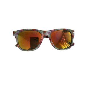 Floral Pattern Unisex Mirrored Sunglasses With Novelty Side Attachments